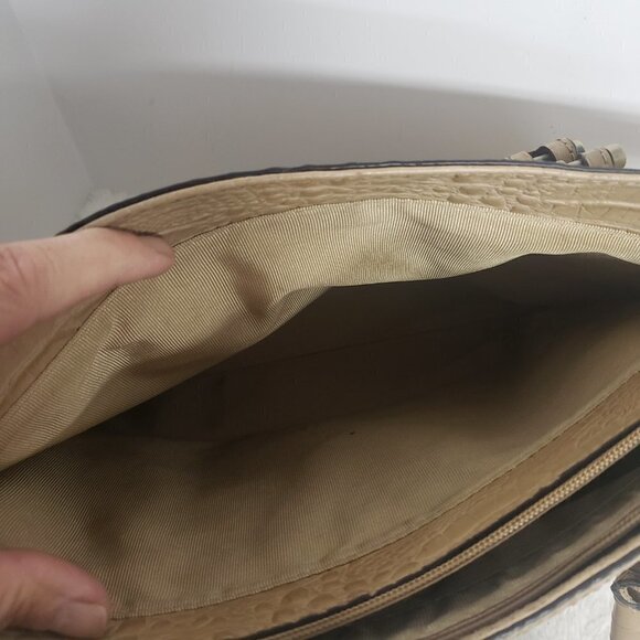 Etienne Aigner Tan Croc Embossed Leather Shoulder Tote Bag - Picture 12 of 16